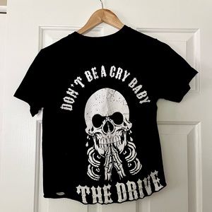 Don’t Be A Cry Baby - Skull Biker Black Crop Top